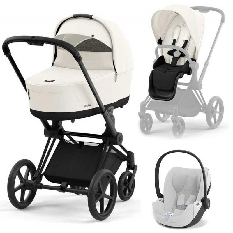 Cybex Priam 4.0 коляска 3 в 1 Off White шасі Matt Black 000026 фото