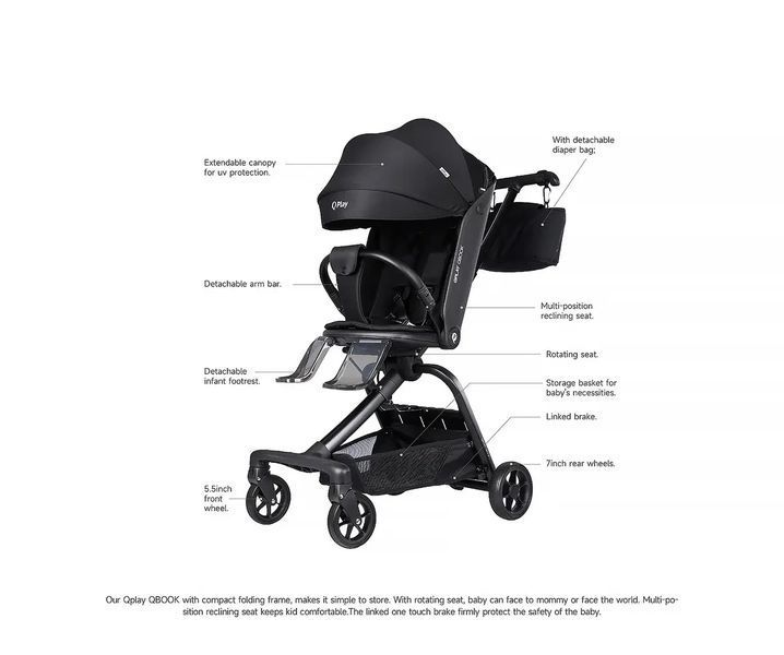 Коляска прогулянкова Qplay QBOOK, Black 2320772103 фото