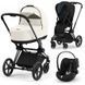 Cybex Priam 4.0 коляска 3 в 1 Off White шасі Matt Black 000029 фото