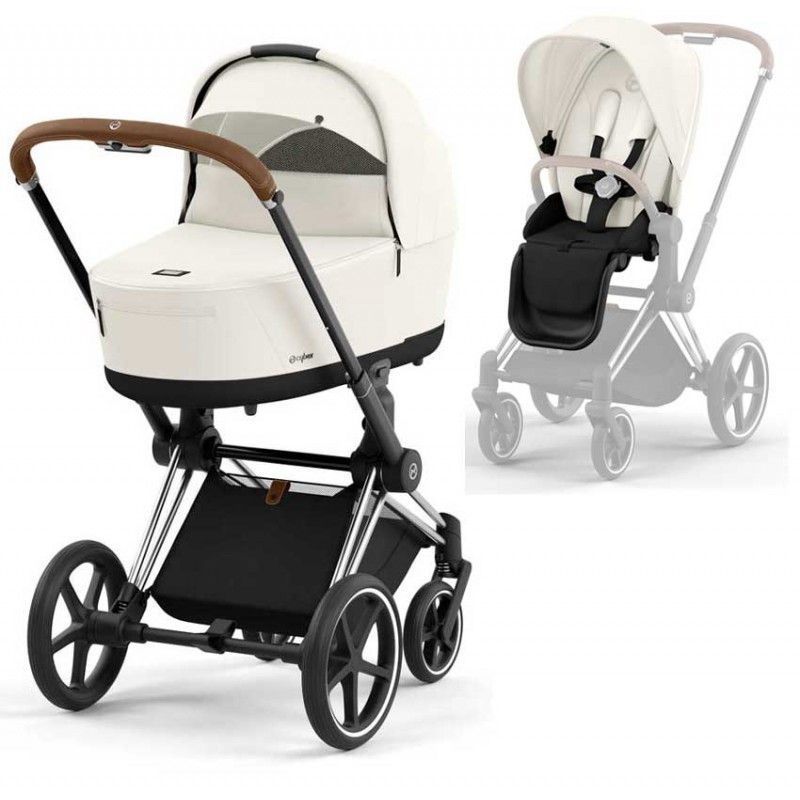 Cybex Priam 4.0 коляска 2 в 1 Off White шасі Chrome Brown 000049 фото
