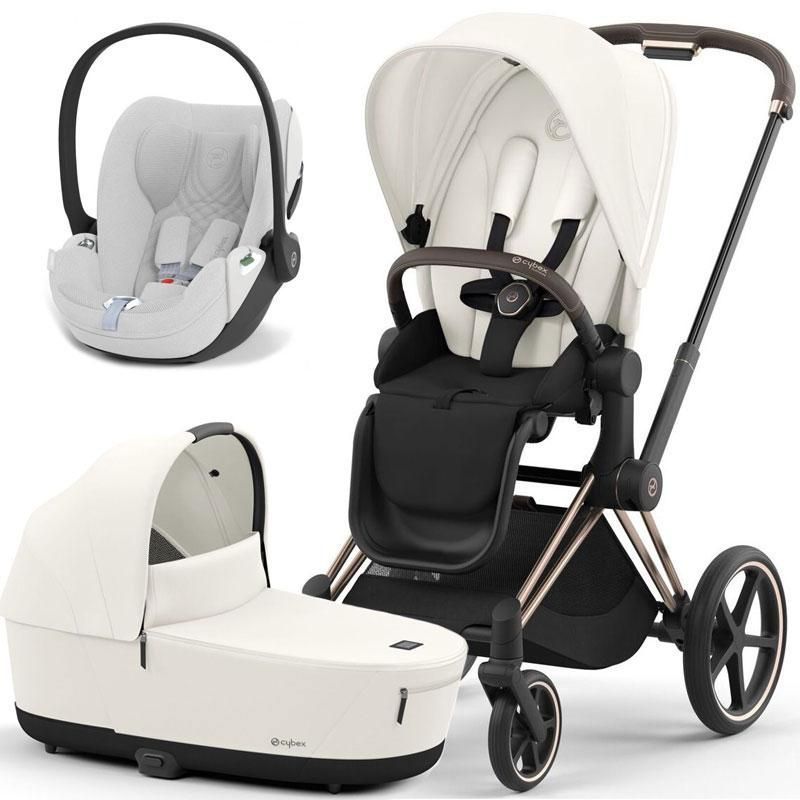 Cybex Priam 4.0 коляска 3 в 1 Off White шасі Rosegold 000024 фото