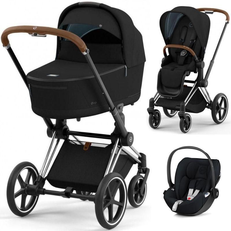 Cybex Priam 4.0 коляска 3 в 1 Sepia Black шасі Chrome Brown/ Автокрісло Cloud T i-Size Sepia Black 000038 фото