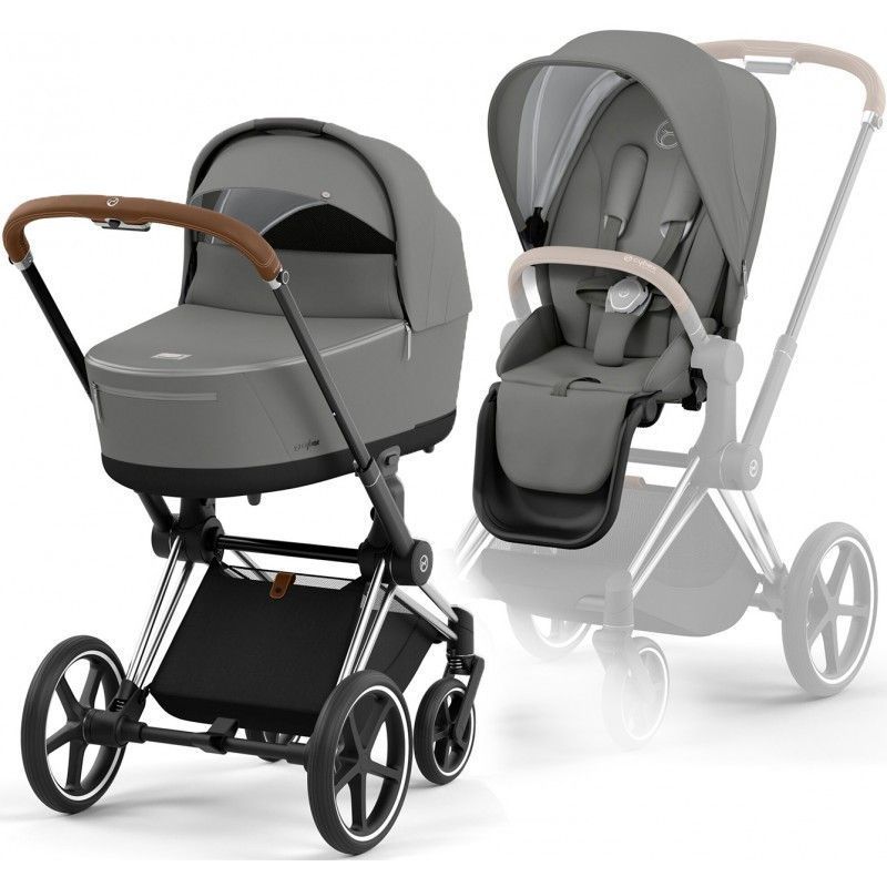 Cybex Priam 4.0 коляска 2 в 1 Mirage Grey шасі Chrome Brown 000048 фото
