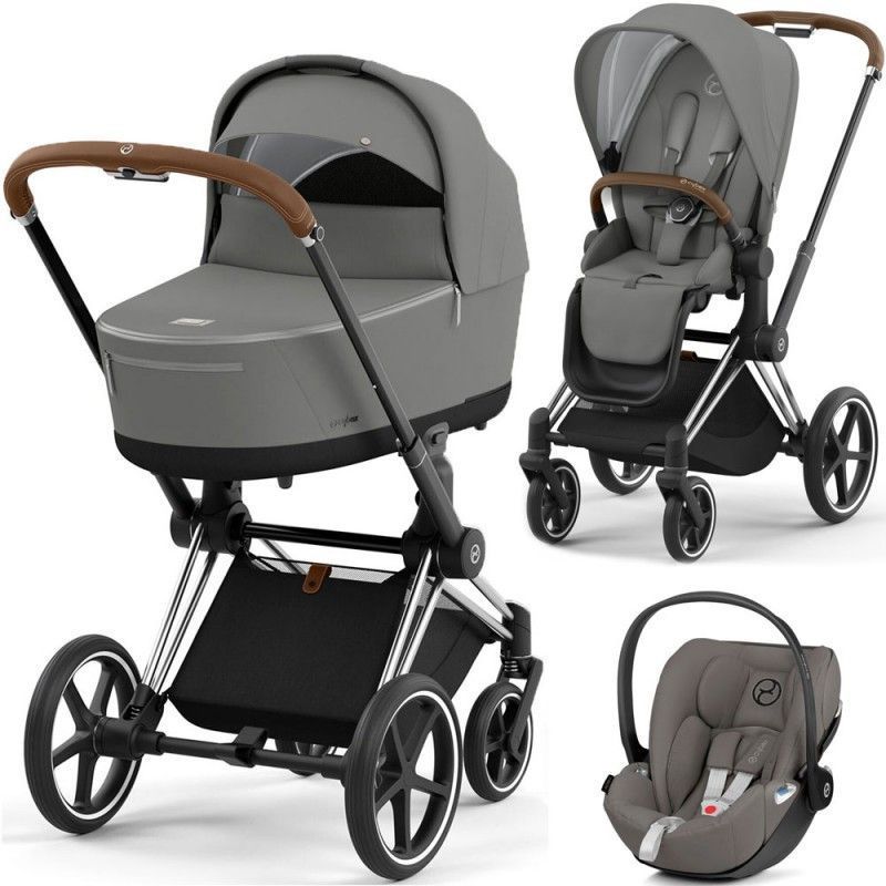 Cybex Priam 4.0 коляска 3 в 1 Mirage Grey шасі Chrome Brown 000040 фото