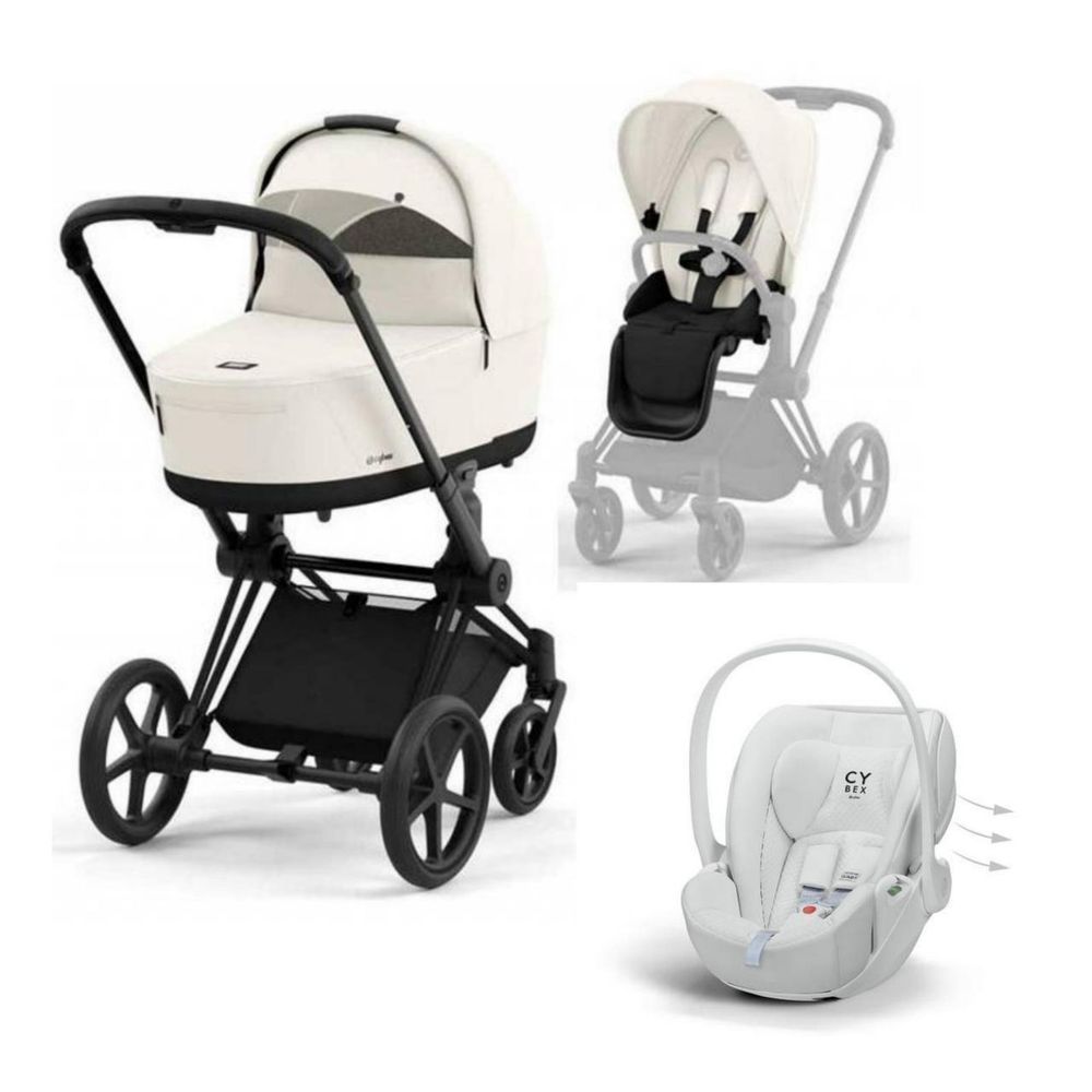 Cybex Priam 4.0 коляска 3 в 1 Off White шасі Matt Black /Автокрісло Cybex Cloud T i-Size Urban Mobility white 2649968817 фото