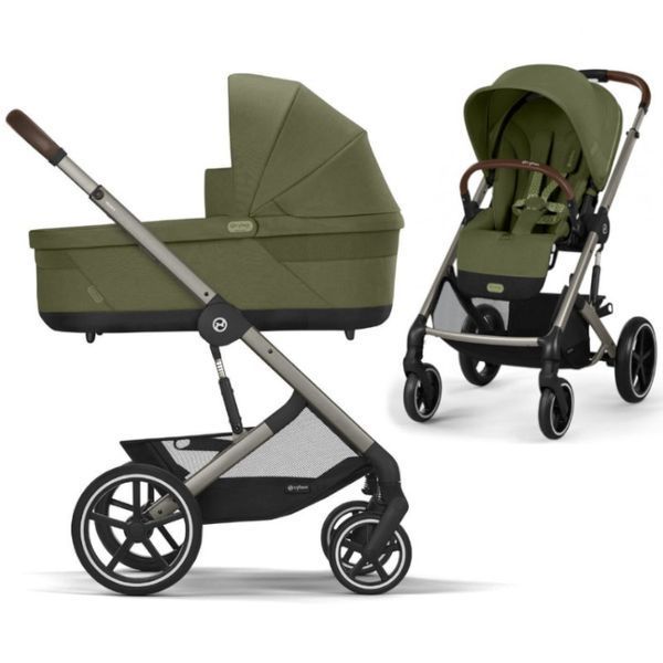 Коляска Cybex Balios S Lux 3 в 1 Taupe Moss Green/ Автокрісло Aton B2 i-Size 2661028670 фото