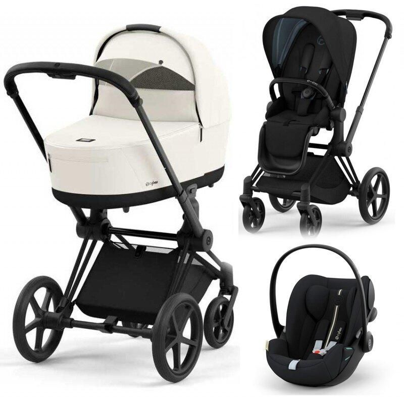 Cybex Priam 4.0 коляска 3 в 1 Off White шасі Matt Black 000029 фото